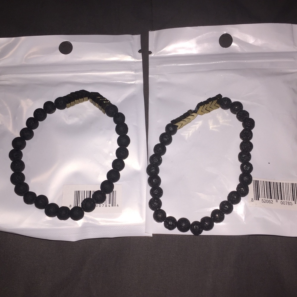 Gold Arrow Lava Beads Essential Oil Bracelet